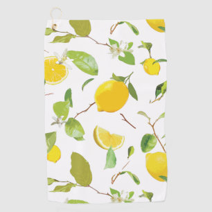 Watercolor Lemon & Leaves 2 Golf Towel