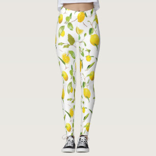 Watercolor Lemon & Leaves 2 Leggings