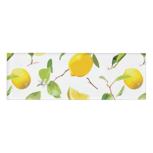 Watercolor Lemon & Leaves 2 Name Tag