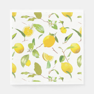Watercolor Lemon & Leaves 2 Napkin
