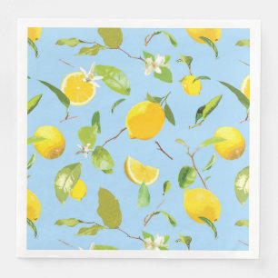 Watercolor Lemon & Leaves 3 Napkin