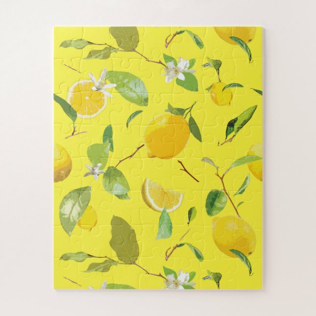 Watercolor Lemon & Leaves 4 Jigsaw Puzzle (Vertical)