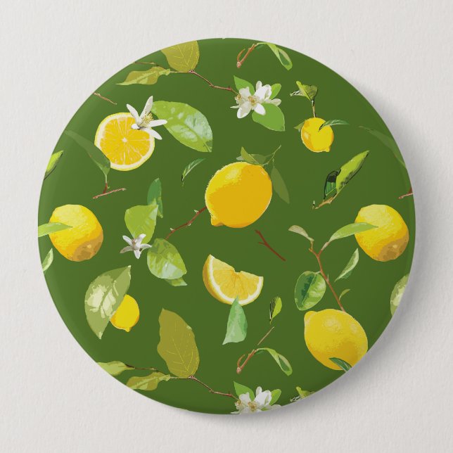 Watercolor Lemon & Leaves 5 10 Cm Round Badge (Front)