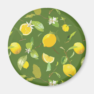 Watercolor Lemon & Leaves 5 Magnet