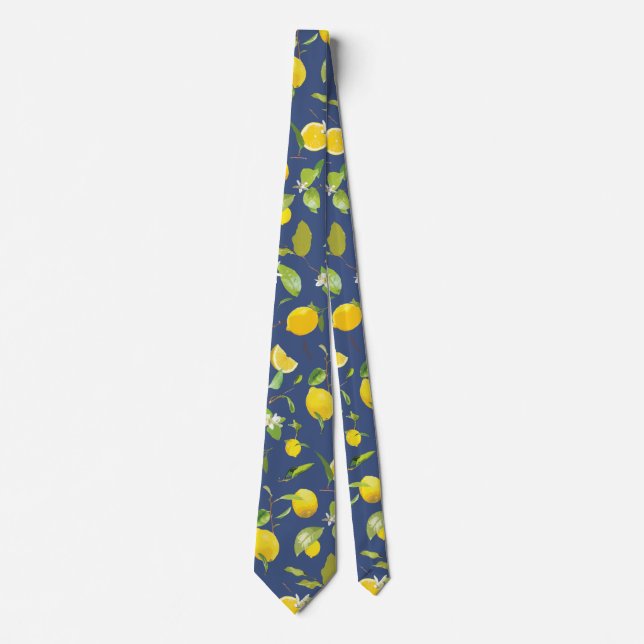 Watercolor Lemon & Leaves 9 Tie (Front)