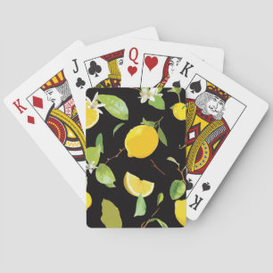Watercolor Lemon & Leaves Playing Cards