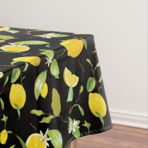 Watercolor Lemon & Leaves Tablecloth