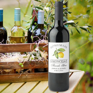 Watercolor Lemon Limoncello Thanks Bottle Labels