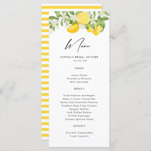 Watercolor Lemon Main Squeeze Bridal Shower  Menu