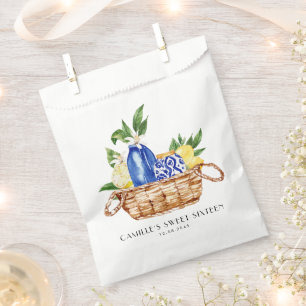 Watercolor Lemon Mediterranean Basket Sweet 16 Favour Bag