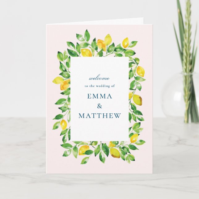 Watercolor Lemon Mediterranean Folded Program (Front)