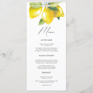 Watercolor Lemon Mediterranean Menu