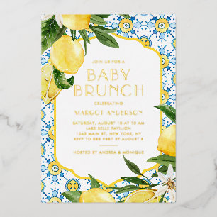 Watercolor Lemon Mediterranean Summer Baby Brunch