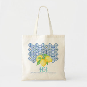 Watercolor Lemon Mediterranean Tile Logo Tote Bag