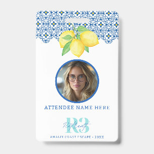 Watercolor Lemon Mediterranean Tile Photo ID Logo Badge