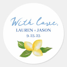 Watercolor Lemon Mediterranean Wedding Favour