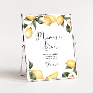 Watercolor lemon Mimosa bar Poster
