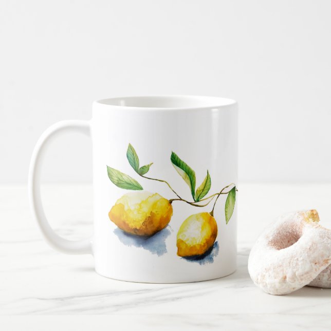 Watercolor Lemon Mug (With Donut)