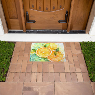 Watercolor Lemon Orange Lime Botanical Kitchen Doormat