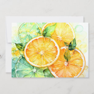 Watercolor Lemon Orange Lime Botanical Kitchen Holiday Card