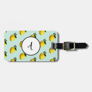 Watercolor lemon painting luggage tag