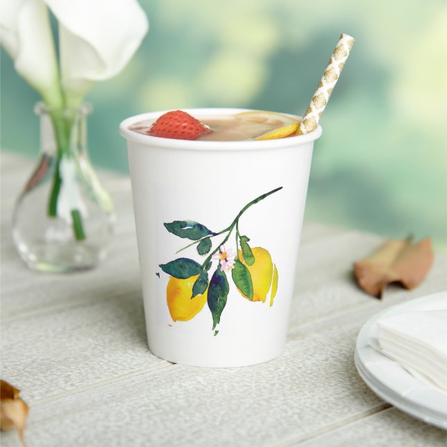 Watercolor Lemon   Paper Cups (Insitu)