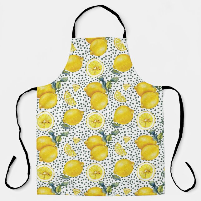 Watercolor Lemon Pattern Apron (Front)
