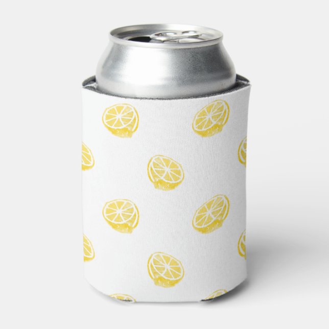 Watercolor Lemon Pattern Can Cooler (Can Front)