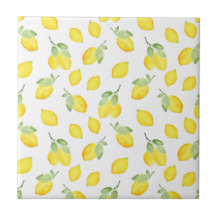 Watercolor Lemon Pattern Ceramic Tile