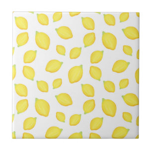 Watercolor Lemon Pattern Ceramic Tile
