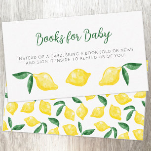 Watercolor Lemon Pattern Citrus Books for Baby Enclosure Card