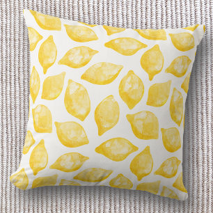 Watercolor Lemon Pattern Citrus Cushion