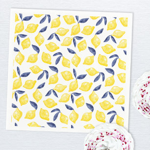 Watercolor Lemon Pattern Citrus Napkin