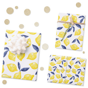 Watercolor Lemon Pattern Citrus Wrapping Paper Sheet