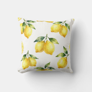 Watercolor Lemon Pattern Cushion