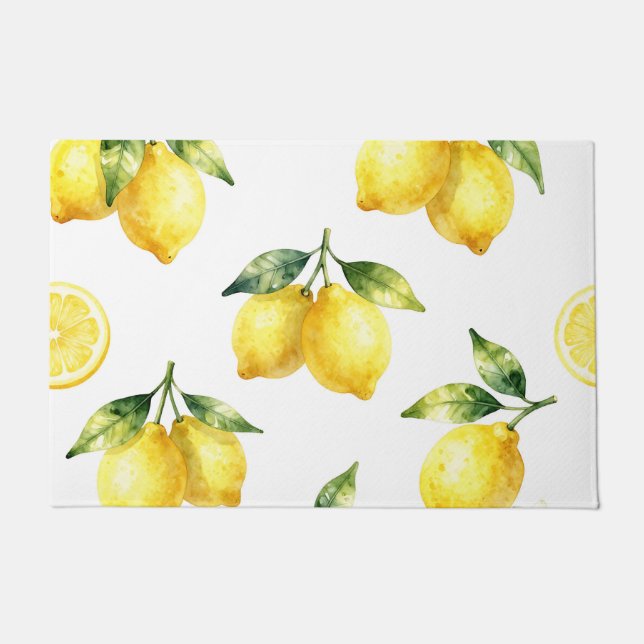 Watercolor Lemon Pattern Doormat (Front)