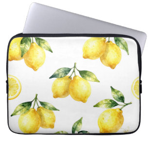 Watercolor Lemon Pattern Laptop Sleeve