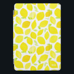 Watercolor Lemon Pattern Monogram iPad Pro Cover<br><div class="desc">Bright and cheerful iPad pro cover featuring watercolor lemon pattern. Personalise by adding a monogram. The monogram is located on the lower right side of the cover.</div>