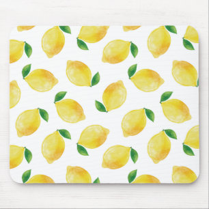 Watercolor Lemon Pattern Mouse Pad