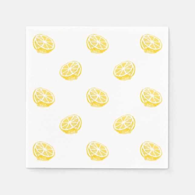 Watercolor Lemon Pattern Napkin (Front)