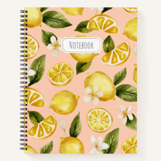Watercolor Lemon Pattern Notebook