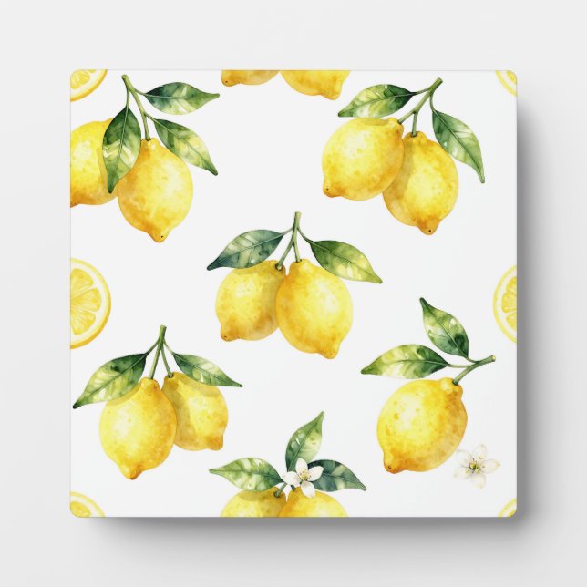 Watercolor Lemon Pattern Plaque (Front)