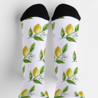 Watercolor Lemon Pattern Socks