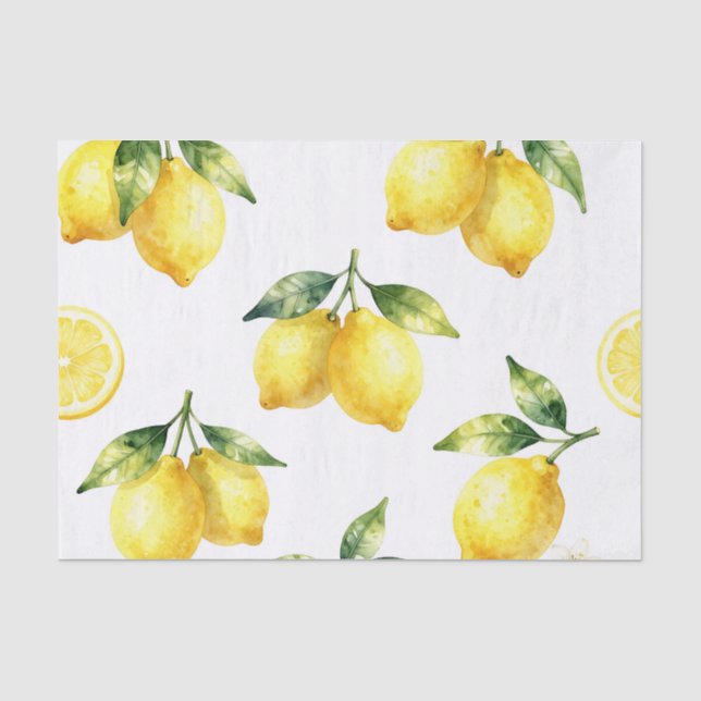Watercolor Lemon Pattern Tissue Paper (Front)
