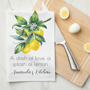 Watercolor Lemon Personalised  Tea Towel
