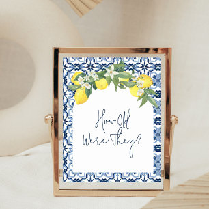 Watercolor Lemon Positano Bridal Shower Games Poster