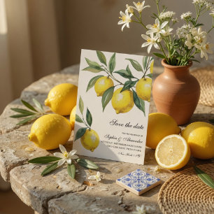 Watercolor Lemon Save the Date Mediterranean Invitation