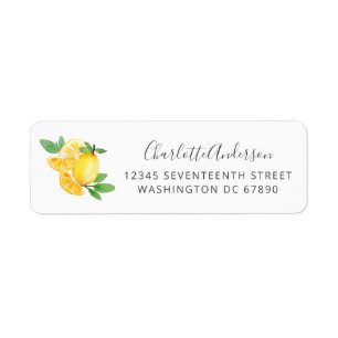 Watercolor Lemon Simple Return Address Return Address Label