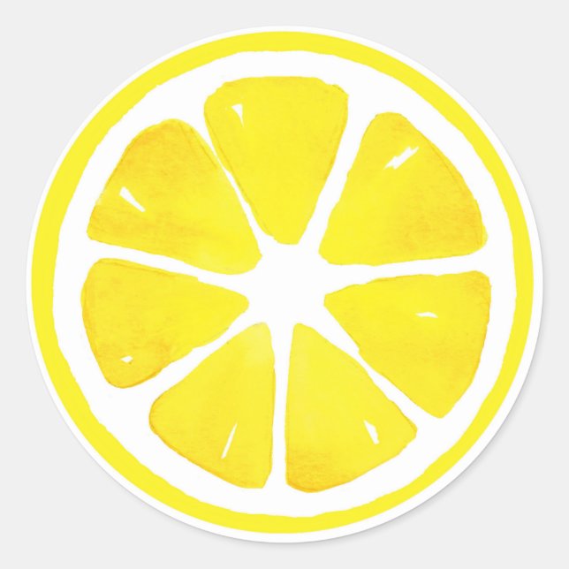 Watercolor Lemon Slice  Classic Round Sticker (Front)
