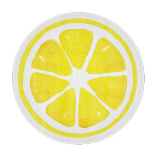 Watercolor Lemon Slice Cutting Board